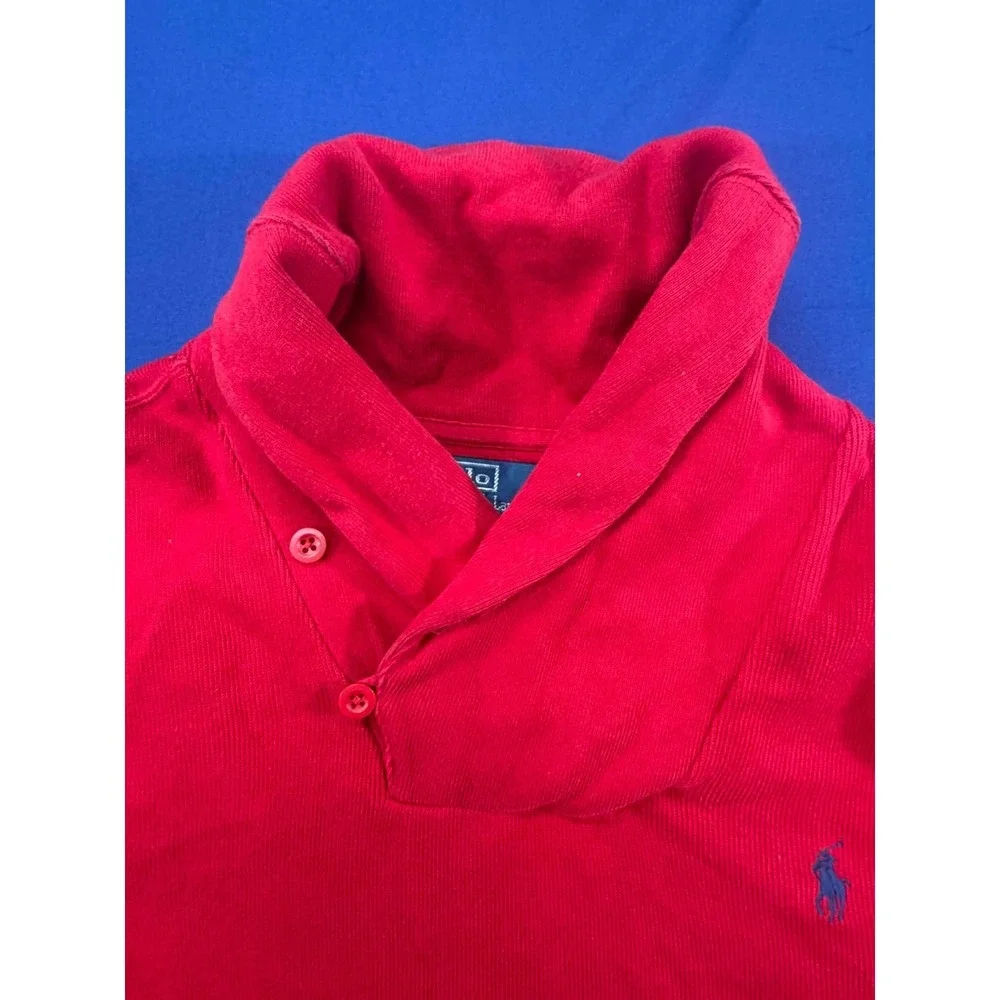 Polo Ralph Lauren shawl Collar Knit Sweater Pullover Red Size XXL 2XL Cotton‎